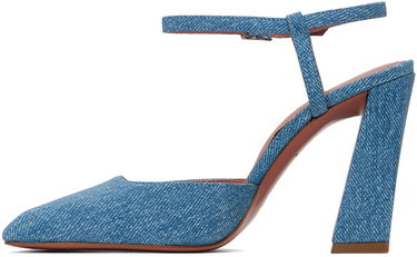 Tennarit ja kengät Amina Muaddi Suede Printed Denim Heels Sininen | CHARLOTTE PUMP BLOCK PRINTED, 2