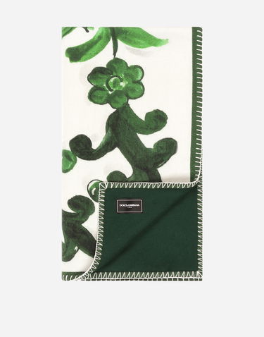 Kodin sisustus Dolce & Gabbana Dolce & Gabbana Silk And Wool Floral Scroll Blanket Vihreä | TCE012TCAB6UV013, 1