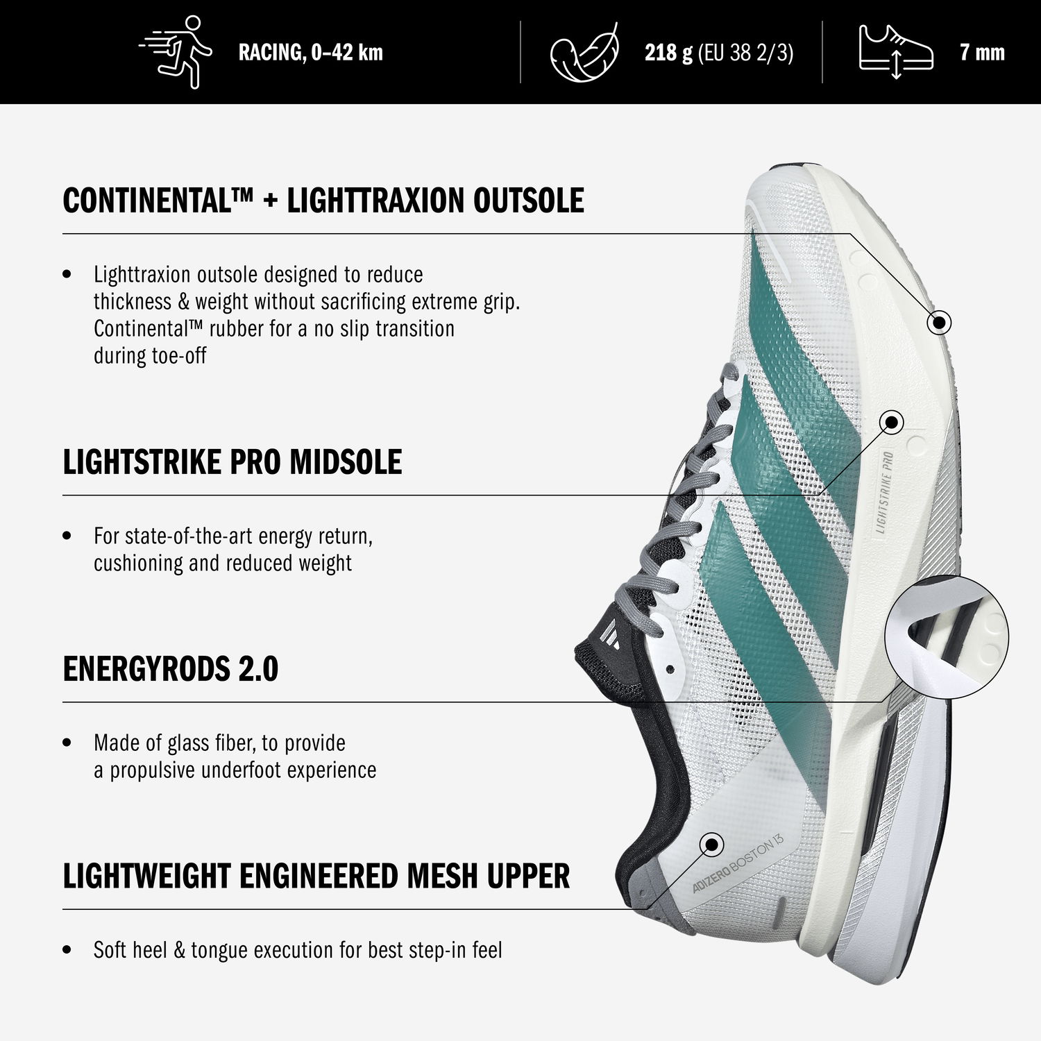 Tennarit ja kengät adidas Performance Adizero Boston 13 Violetti | js4955, 1