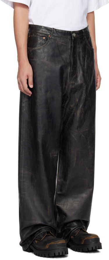 Jeans VETEMENTS Vetements Distressed Leather Pants Musta | UA66PA200X, 1
