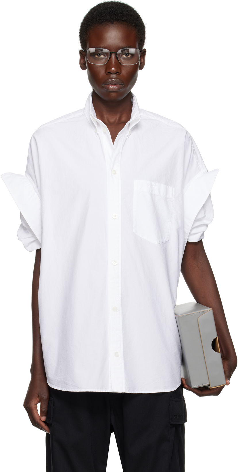 Paita Balenciaga Balenciaga Tucked Sleeve Shirt Valkoinen | 834033TNM60
