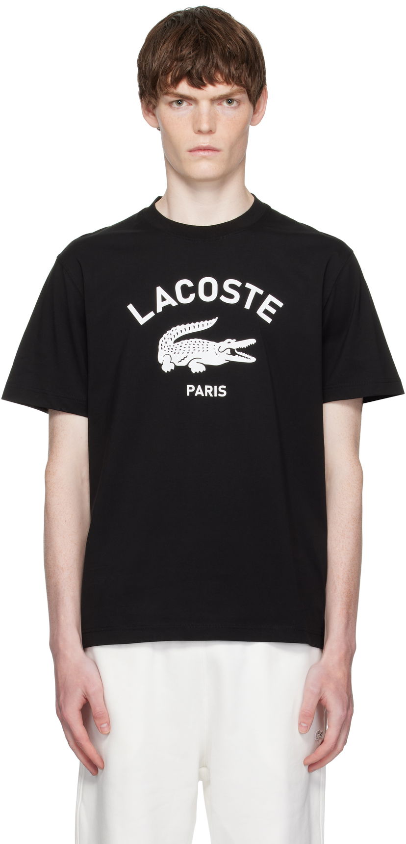 T-paita Lacoste Lacoste Signature Print Cotton T-Shirt Musta | TH2733_031