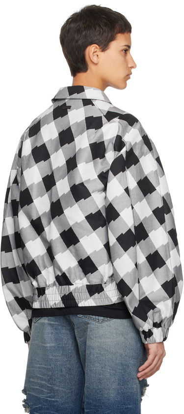 Bomber-takki ADER ERROR Check Print Zip-Up Jacket Musta | BMADFWJK1001WH, 2