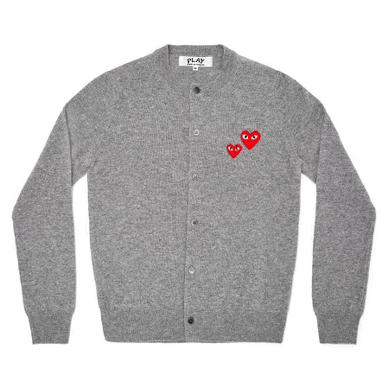 Villapaita Comme des Garçons Play Double Heart Cardigan Harmaa | AZ-N071-051-1