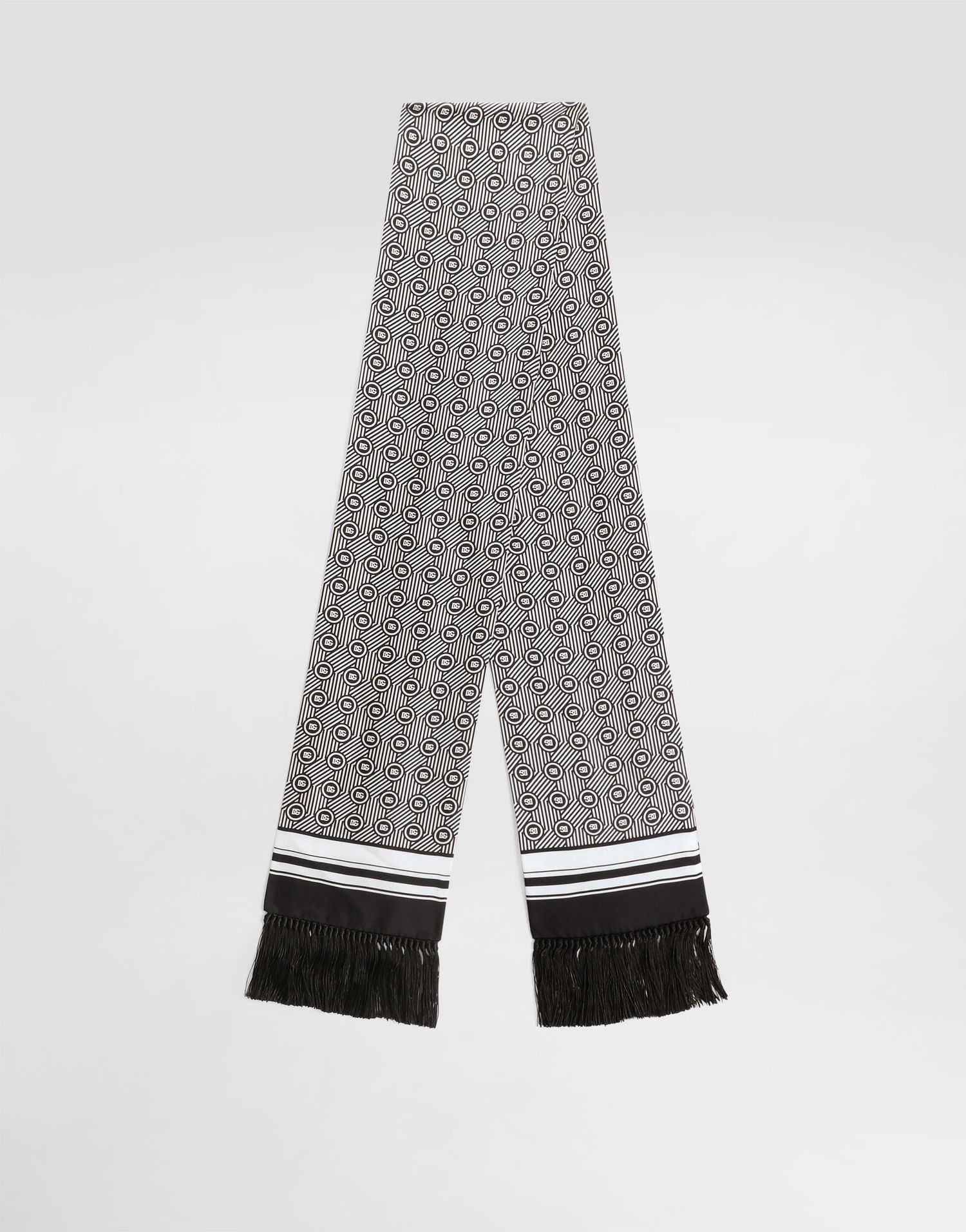 Huivi Dolce & Gabbana Dolce & Gabbana Silk Twill Scarf with Micro-design and Logo Musta | GQ214EG0WV0HH8RN, 0