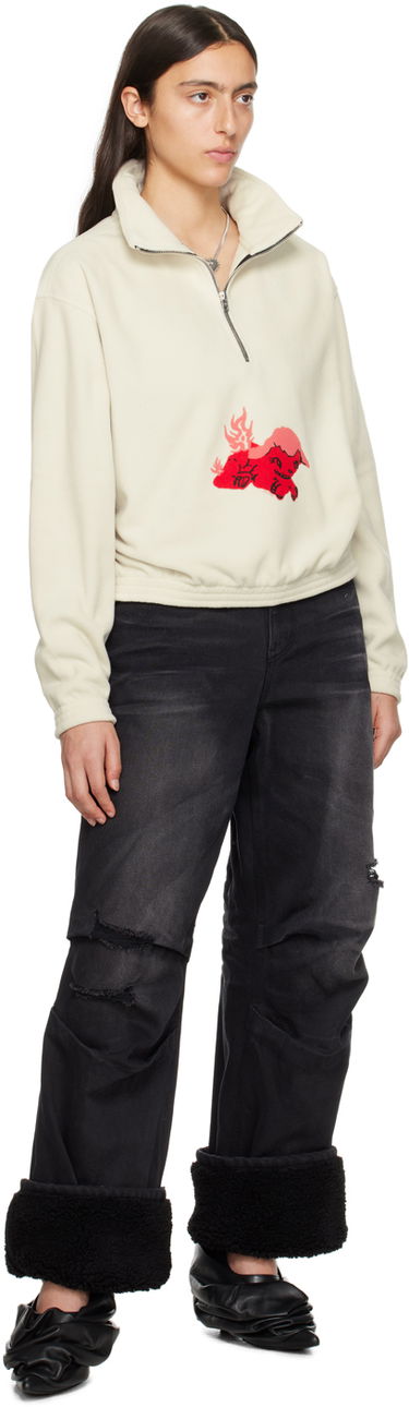 Huppari We11done Pony Fleece Half-Zip Sweatshirt Valkoinen | WD-TS3-23-893-U-WH, 3