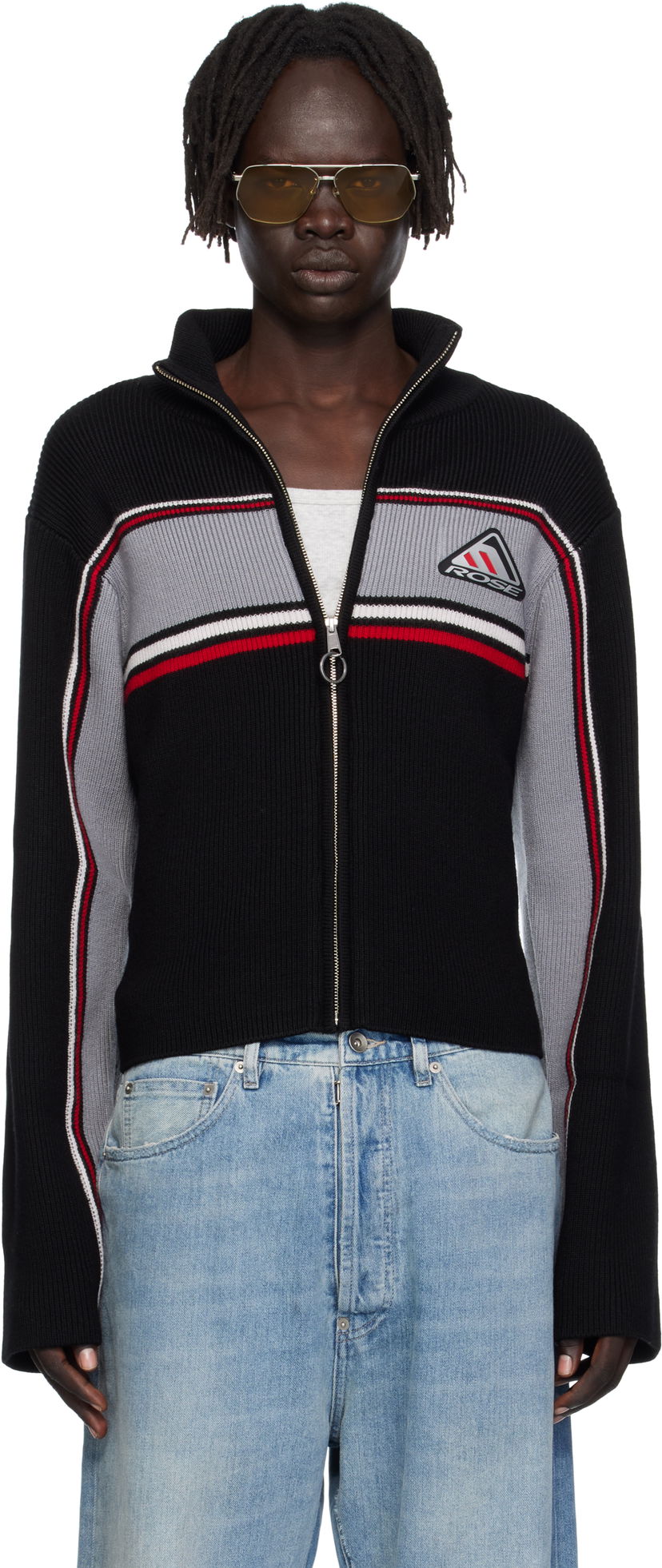 Huppari Martine Rose Martine Rose Cropped Cable Zip-Up Sweatshirt Musta | 976YA09009