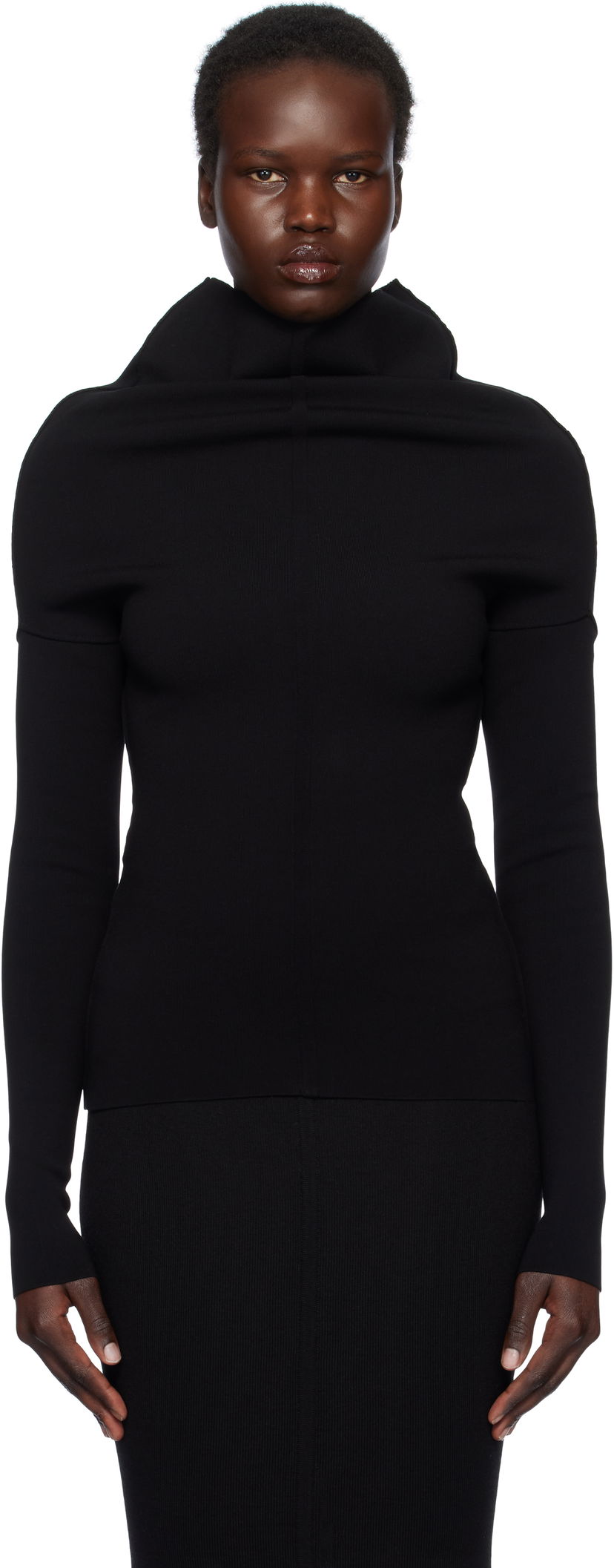 Villapaita Rick Owens Rick Owens Hollywood Draped Long Sleeve Turtleneck Top Musta | RP01E7690 KST