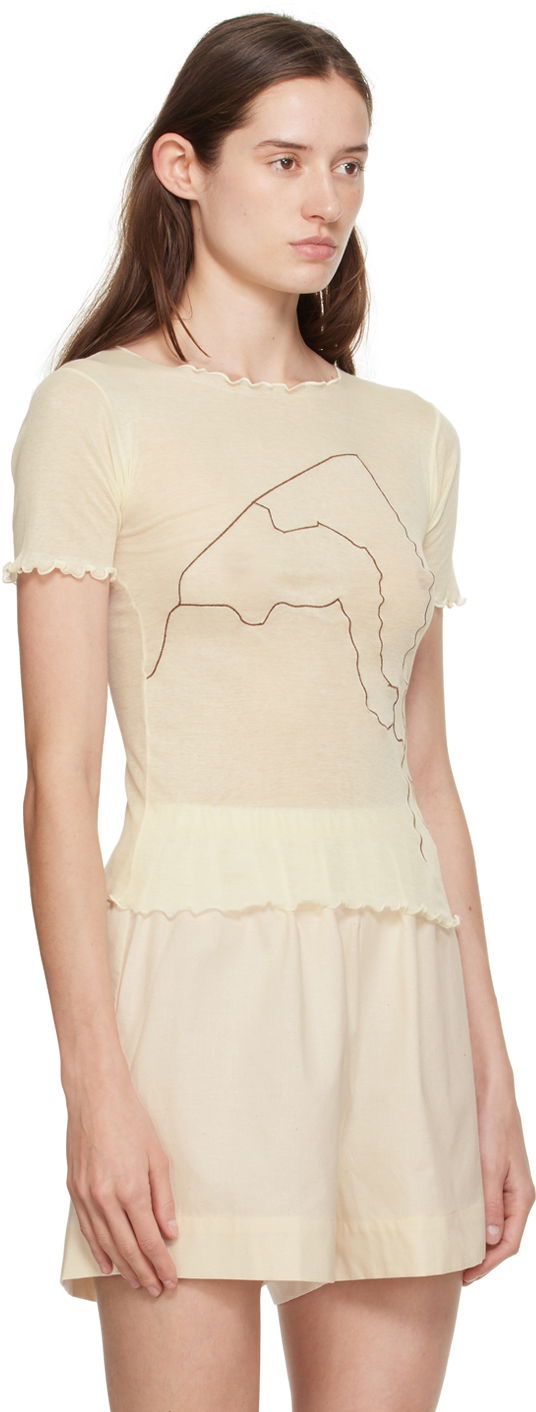 T-paita Baserange Baserange Aroostook Lettuce Edge T-Shirt Beige | TOAR-CG-000, 1