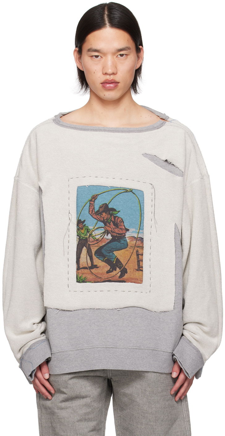 Huppari Maison Margiela Maison Margiela Layered Cowboy Print Sweatshirt Harmaa | S50GU0213 S25614