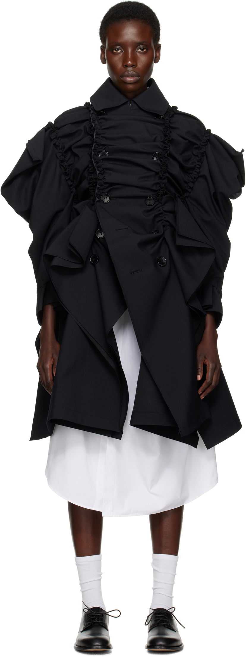 Trenssitakki Comme des Garçons Comme Des Garçons Yarn Dyed Wool Polyester Coat Musta | TO-C004-051