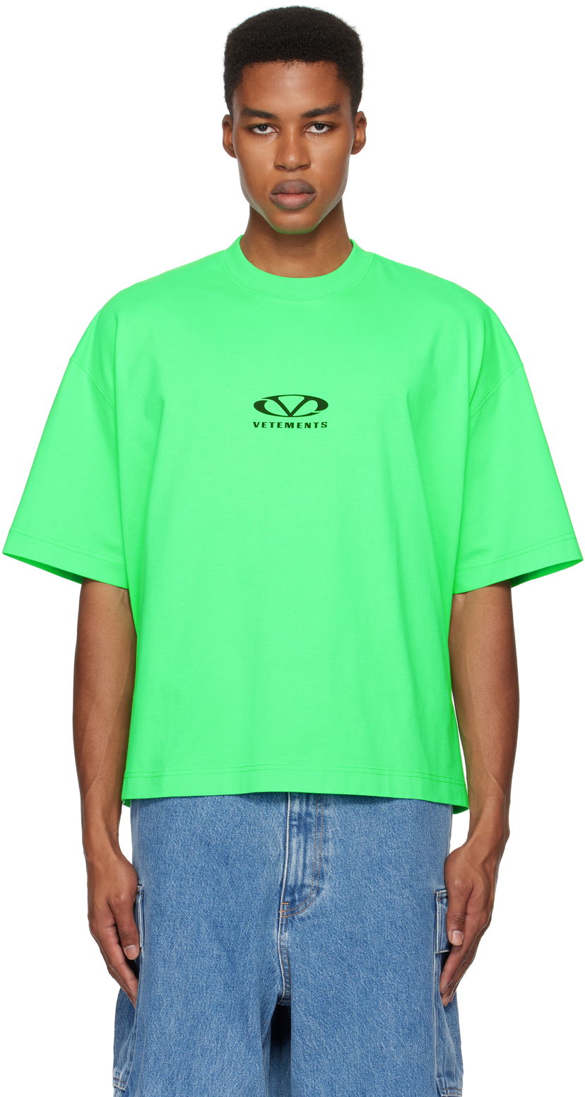 T-paita VETEMENTS Oval Logo Cropped Boxy T-Shirt Vihreä | UA66TR600E
