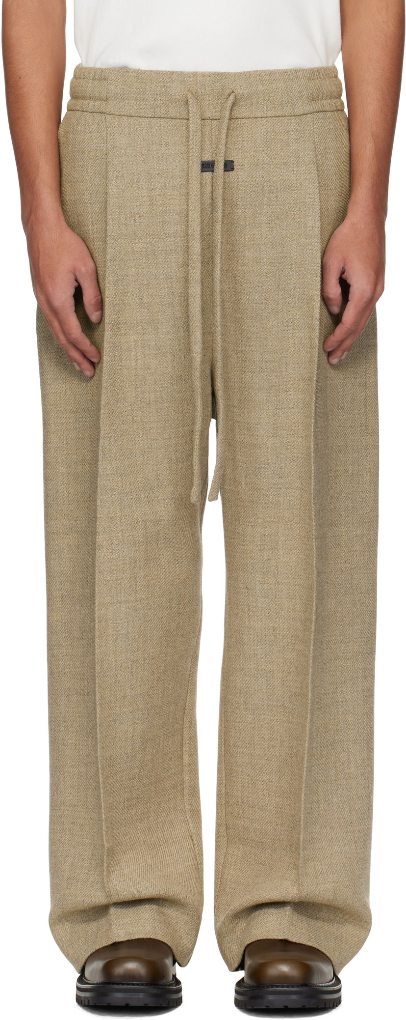 Housut Fear of God Fear of God Drawstring Wide Leg Trousers Beige | FGE240-407HSW