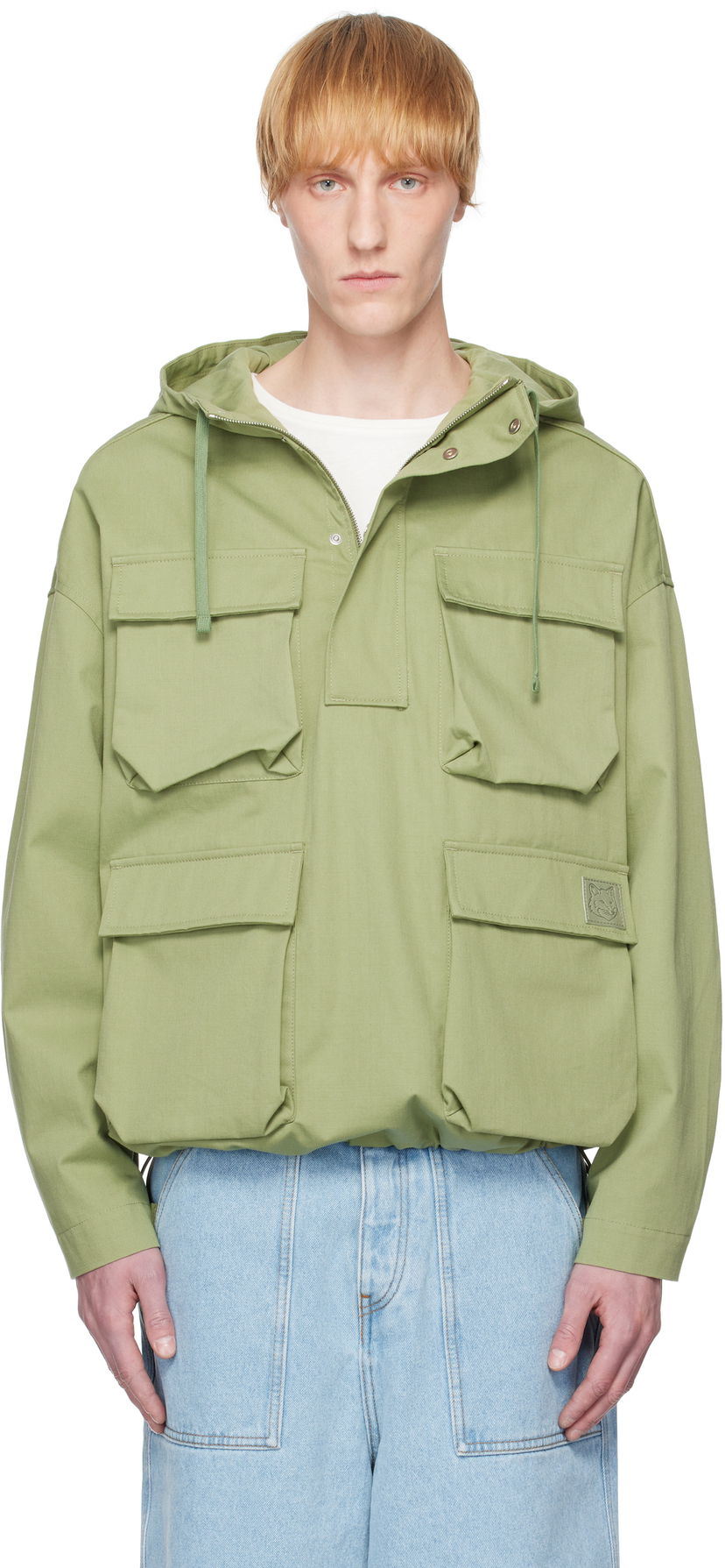 Parka MAISON KITSUNÉ Maison Kitsuné Hooded Popover Jacket Vihreä | OM02112WW9026