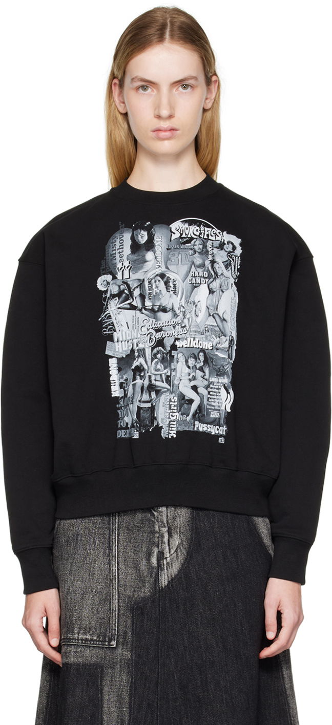 Villapaita We11done Movie Collage Graphic Sweatshirt Musta | WD-TS3-22-743-U-BK