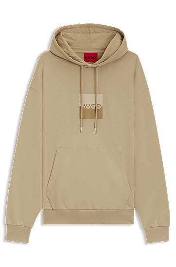 Huppari BOSS HUGO Relaxed-Fit Cotton Terry Hoodie with Split Logo Beige | 50542787
