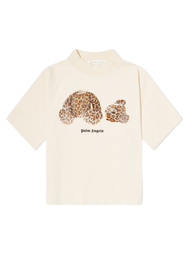 T-paita Palm Angels Cropped Leopard Bear Tee Beige | PWAA020S22JER0020360