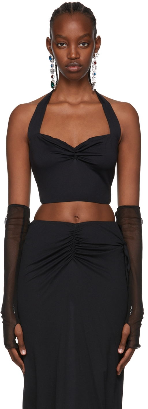 Tankkitoppi Anna Sui Exclusive Ana Black Halter Neck Tank Top Musta | 522C20