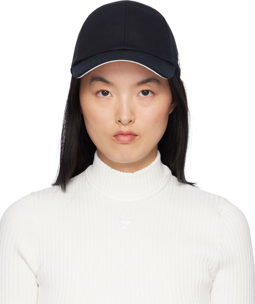 Korkki Courrèges Courrèges Signature 'AC' Cotton Cap Musta | 125ACT039CO0024