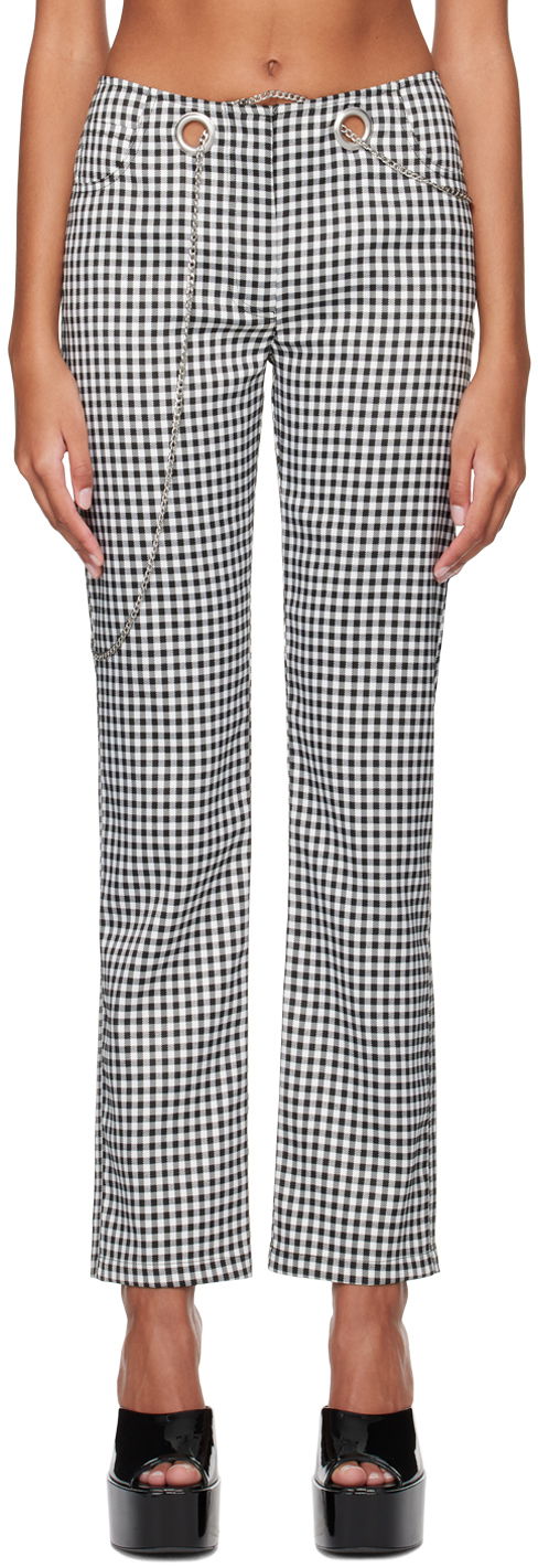 Housut Miaou Miaou Tommy Gingham Trousers with Chain Musta | 1004GINOND
