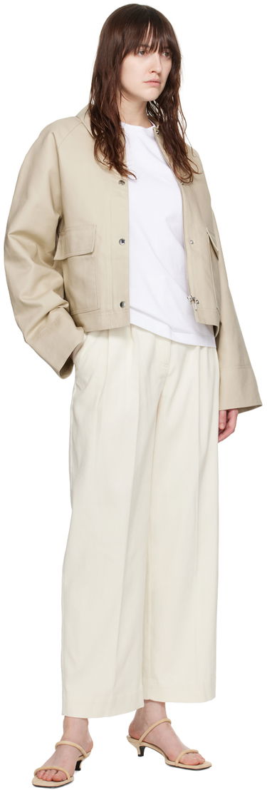 Takki TOTEME TOTEME Cropped Flap Pocket Jacket Beige | 243-WRO0129-FB0198, 3