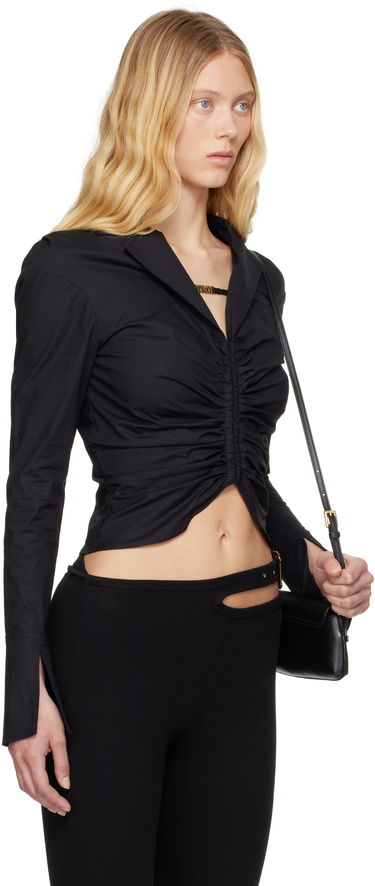 Paita Versace Versace Jeans Couture Ruched Blouse with Logo Musta | E78HAL203_EN0431, 1