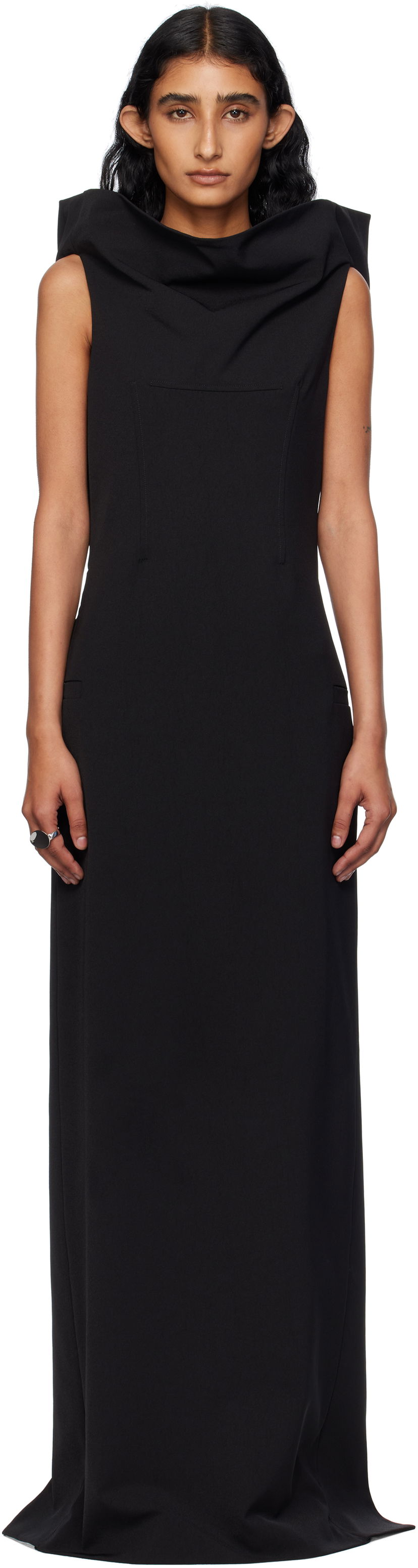 Mekko Jean Paul Gaultier Jean Paul Gaultier Cowl Neck Maxi Dress Musta | 25/03-W-DR045-W002-00