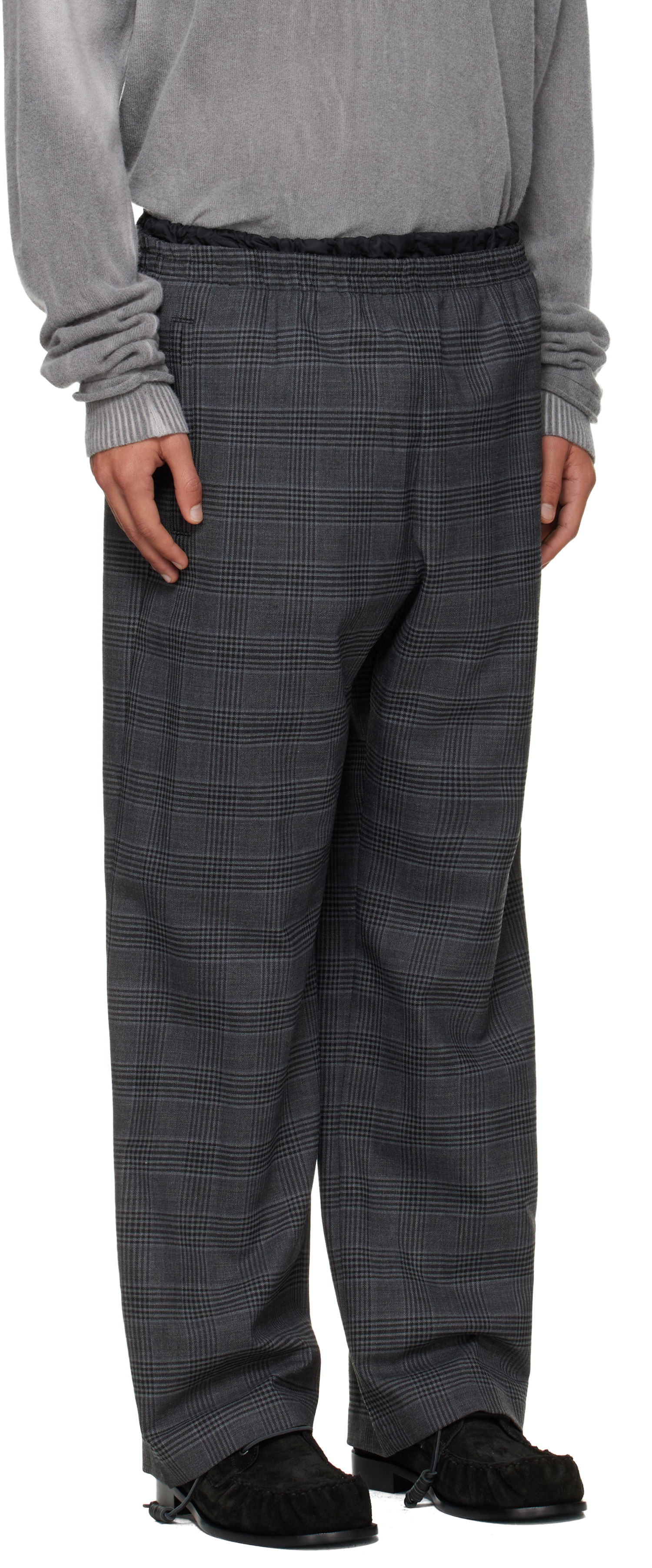 Housut Diesel P-Tilson Plaid Wide-Leg Trousers with Elasticated Waist Harmaa | A18485-0DEBS-9XXA, 1
