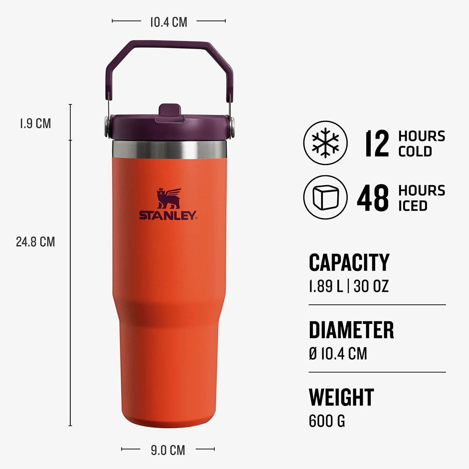 Juomapullo Stanley IceFlow Flip Straw Tumbler 890ml Oranssi | 10-09993-314, 1