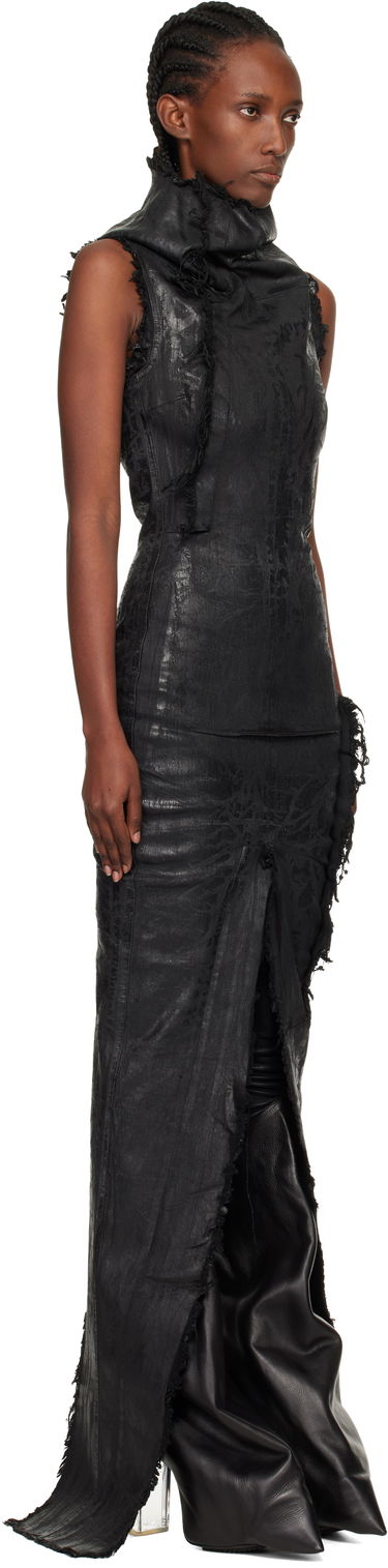 Mekko Rick Owens Distressed Raw-Edge Cowl-Neck Sleeveless Concordians Etna Maxi Dress Musta | RO02E4598 SBMC99, 1