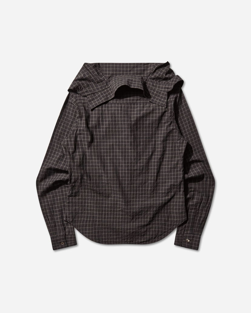 Paita OUR LEGACY Kaonashi Layered Collar Faux Lumberjack Check Shirt Ruskea | W4252KB 001