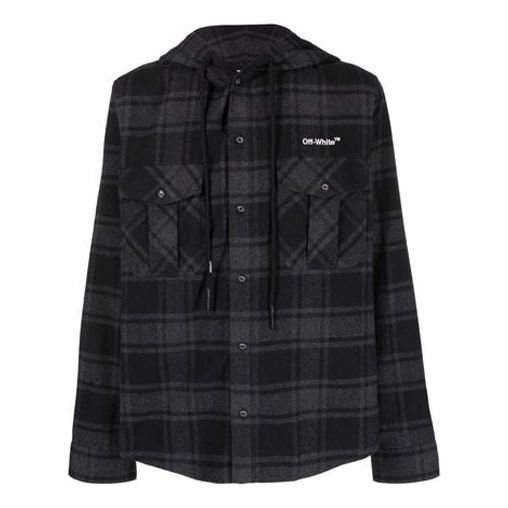 Paita Off-White Off-White Plaid Hooded Long Sleeve Shirt Musta | OMGA225C99FAB0010701, 0