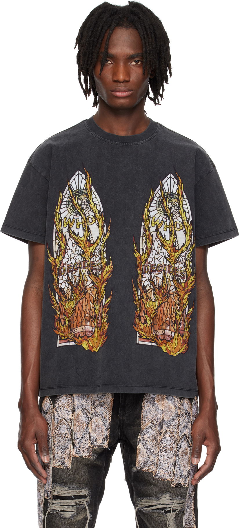 T-paita Who Decides War Who Decides War Flame Glass T-Shirt Musta | 1110040002SE25