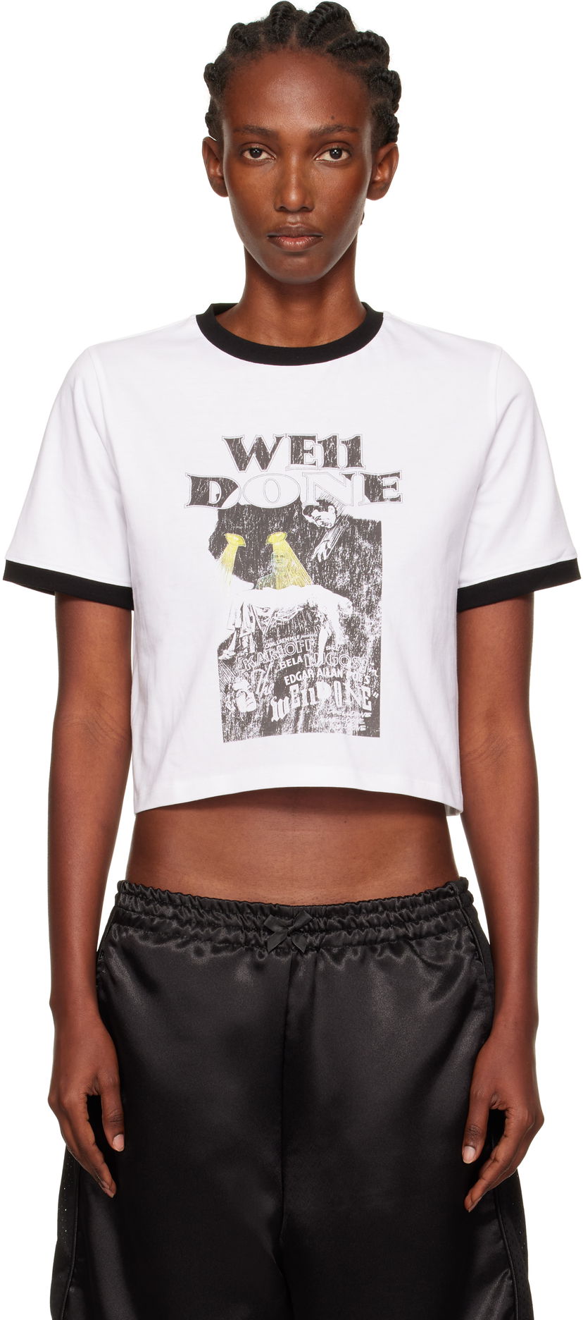 T-paita We11done We11done Poster Graphic Cropped Ringer T-Shirt Valkoinen | WD-TT2-25-776-W-WH