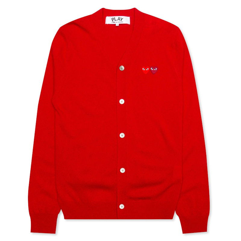 Villapaita Comme des Garçons Play Double Heart Cardigan Punainen | AZ-N058-051-5, 0