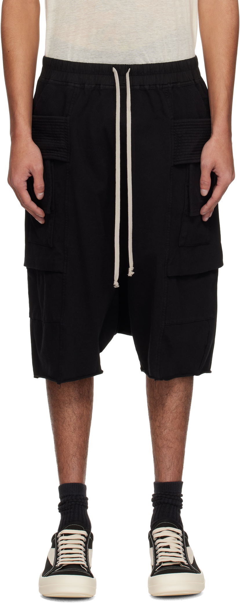 Shortsit Rick Owens Rick Owens DRKSHDW Hollywood Creatch Drawstring Cargo Shorts Musta | DU01E3382 RIG