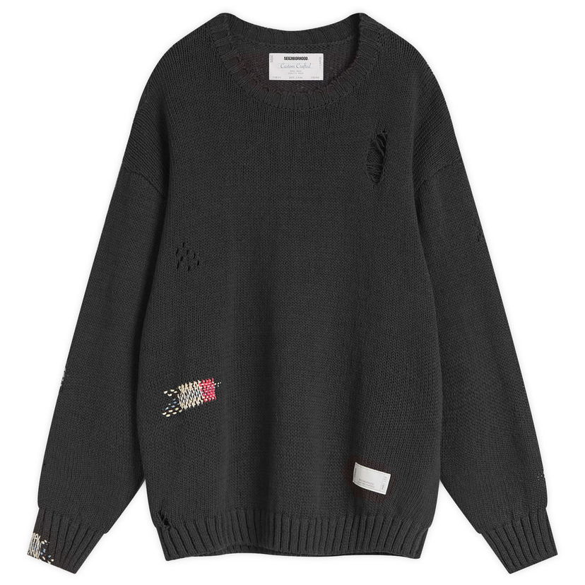 Villapaita Neighborhood Neighborhood Savage Crewneck Knit Sweater, Size Large Musta | 251FUNH-KNM03-BLK