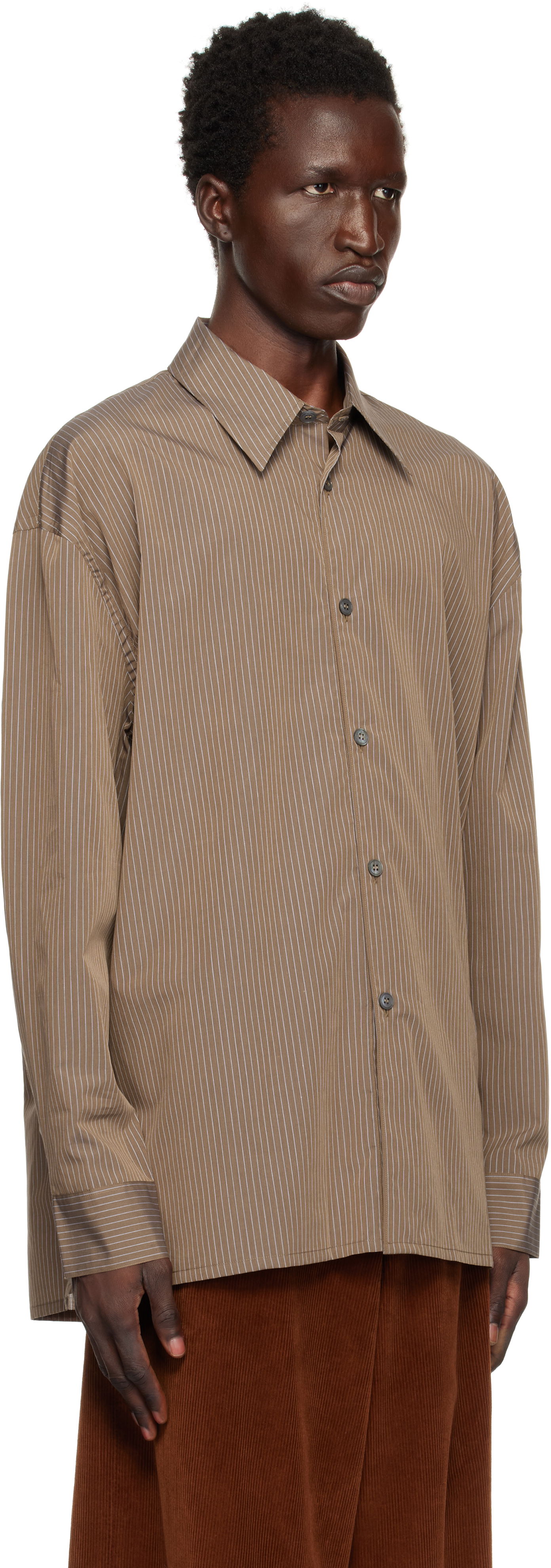 Paita Studio Nicholson Studio Nicholson Pinstripe Shirt Ruskea | STRIKE SNM - 1164, 1
