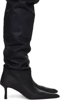 Alexander Wang Viola Denim Slouch Kitten Heel Boots