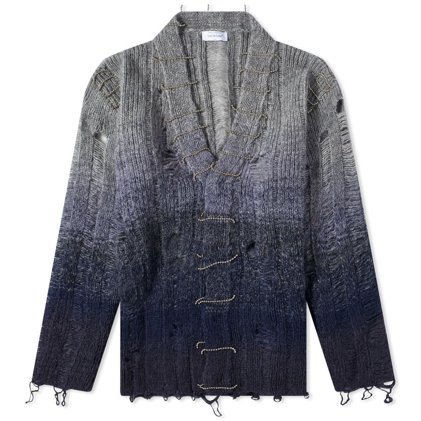 Villapaita Off-White Degrade Cardigan Tummansininen | OMHB024F23KNI0024300