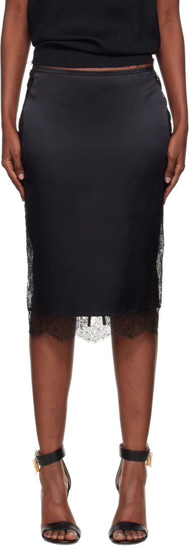 Hame Tom Ford TOM FORD Knee-Length Lace Inserts Midi Skirt Musta | GC5812-FAX1095, 0