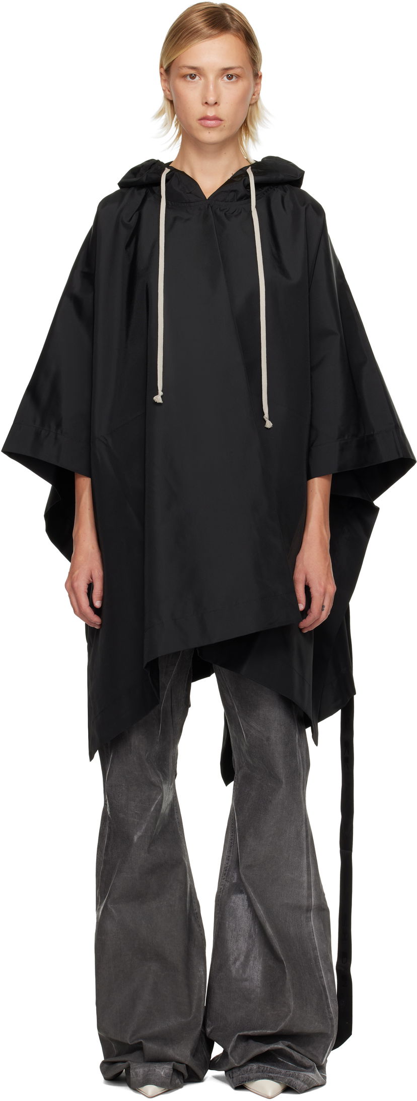 Huppari Rick Owens DRKSHDW Concordians Poncho Hoodie Musta | DS02E7245 NCV