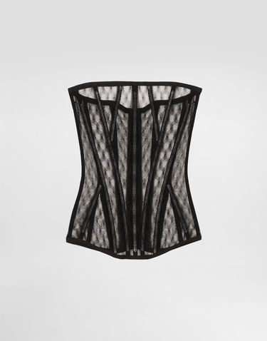 Paita Dolce & Gabbana Dolce & Gabbana Mesh Tulle Corset Top Musta | F7AG8TFLSK8N0000, 0