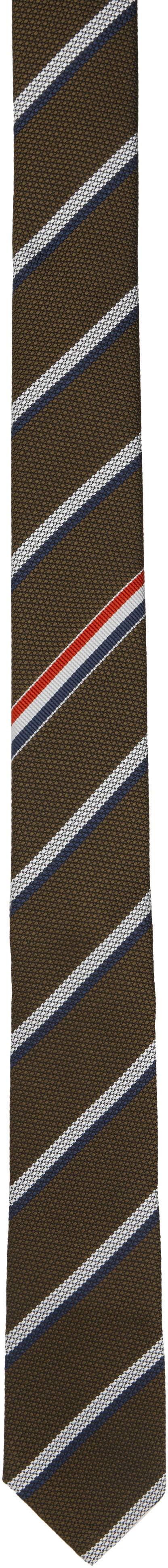 Huivi Thom Browne Thom Browne Classic Shadow Stripe Pique Weave Tie Ruskea | MNL001A-F0990