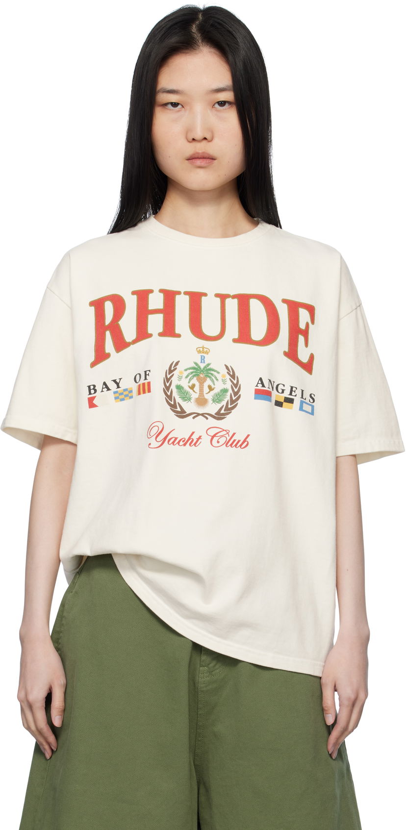 T-paita Rhude Rhude 'Bay Of Angels Yacht' T-Shirt Beige | RHPS25TT01012