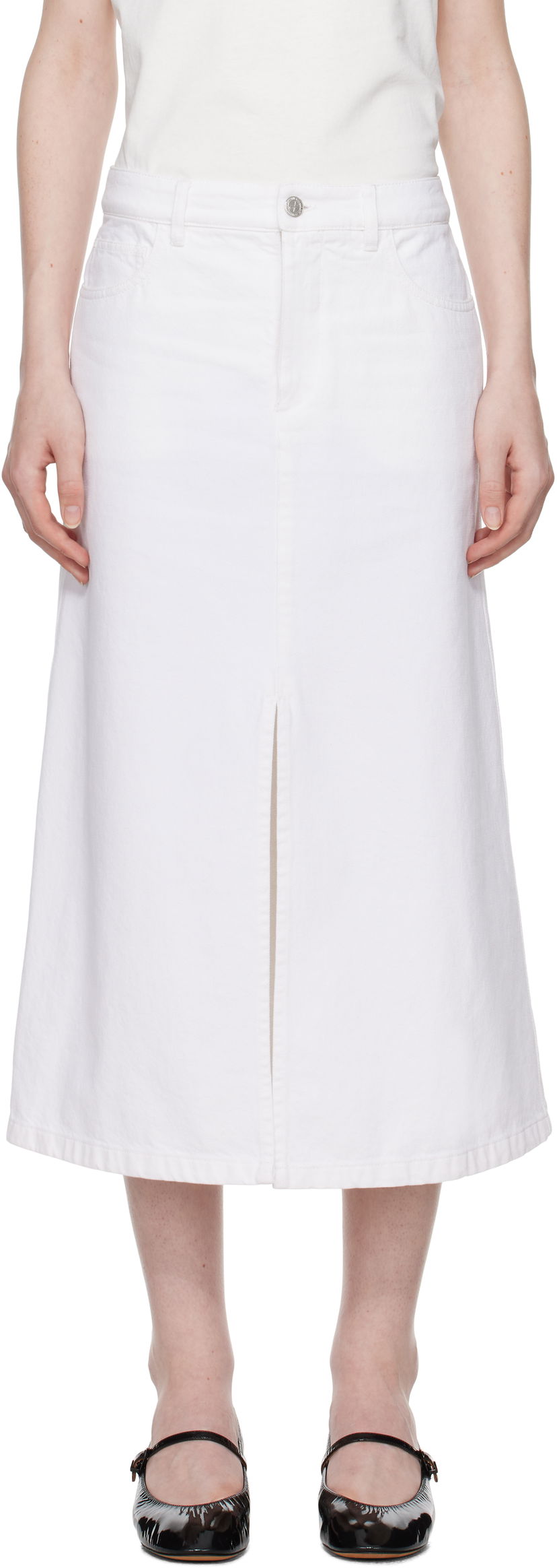 Hame A.P.C. Denim Midi Skirt with Front Slit Valkoinen | COGZV-F06423