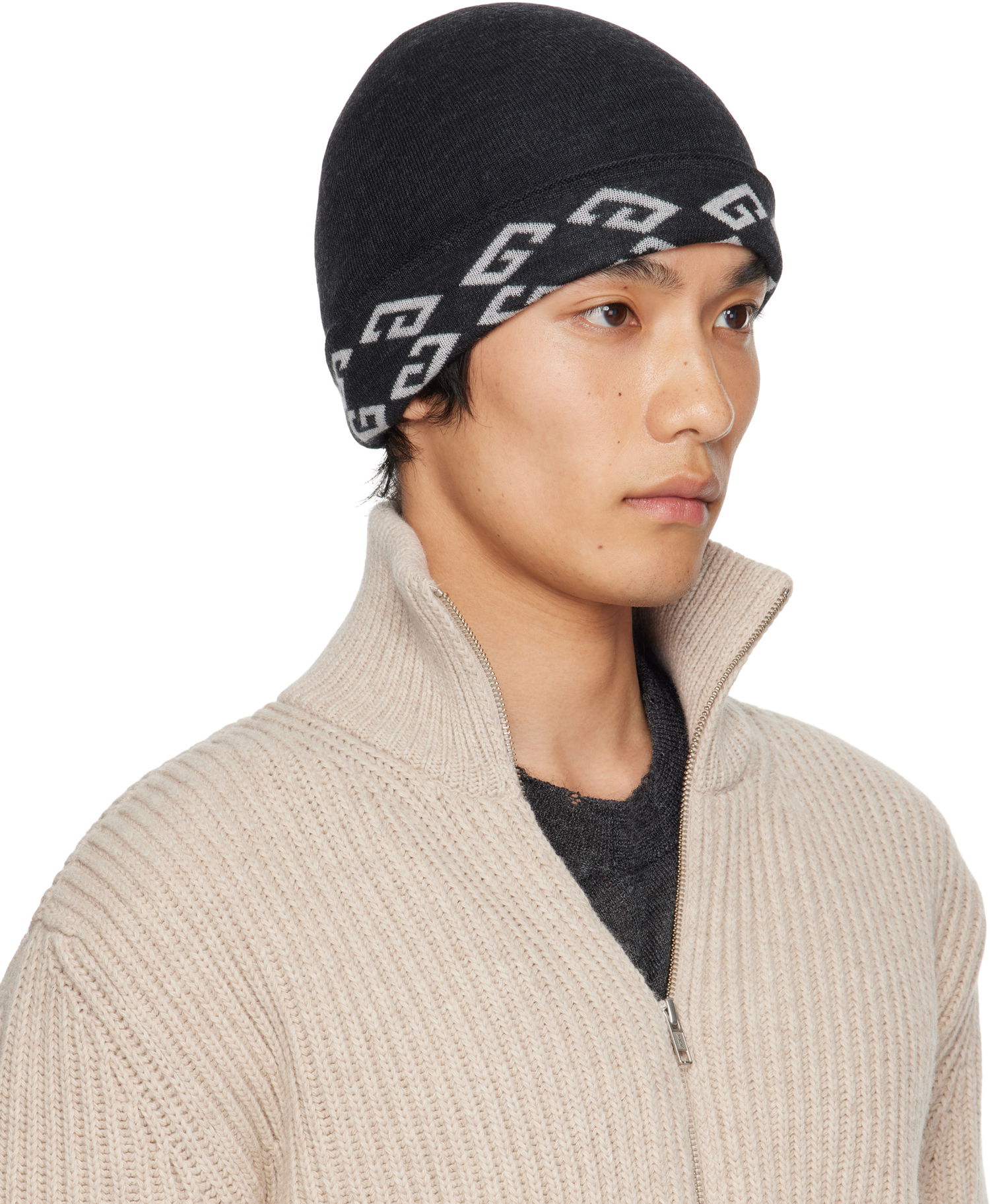 Pipo Givenchy Givenchy 1972 Monogram Reversible Beanie Musta | 710003975001-U7930, 1