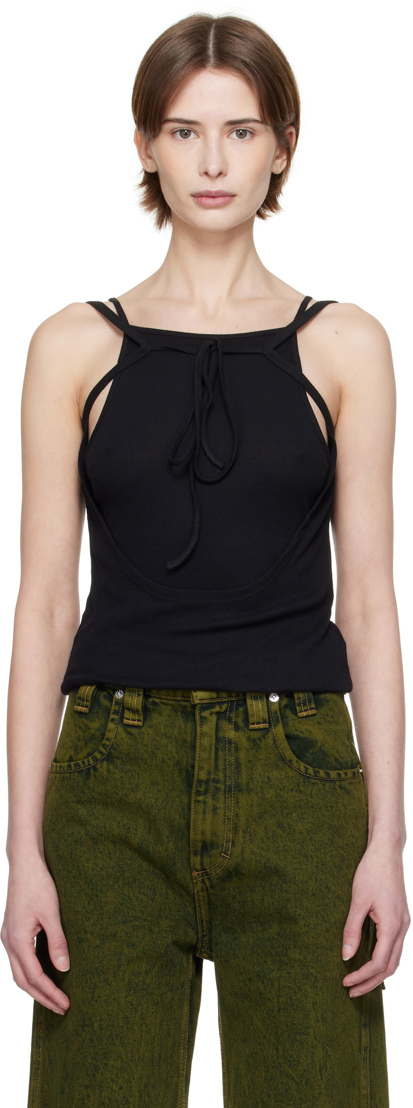 Tankkitoppi Eckhaus Latta Eckhaus Latta Flip Tie-Front Tank Top Musta | 1205-EL-PS25-A -