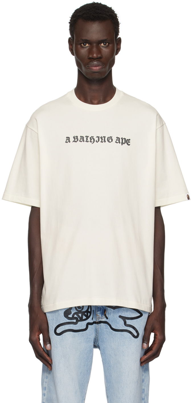 T-paita BAPE Gothic Logo Relaxed Fit T-shirt Valkoinen | 001TEK801308M