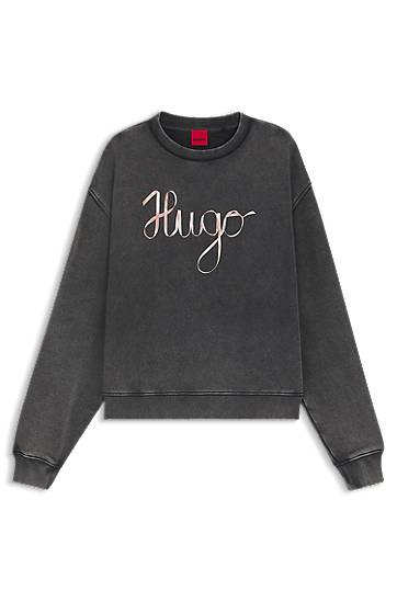 Huppari BOSS HUGO Cotton-terry Sweatshirt with Cursive Logo Harmaa | 50545198